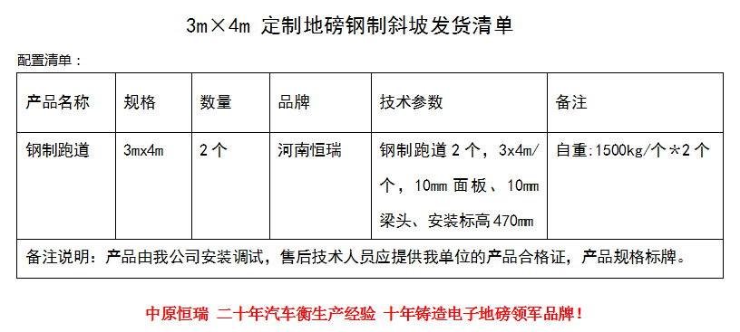 3m×4m鋼制斜坡